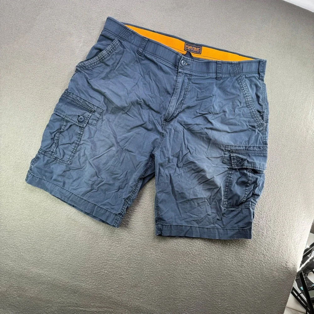 Wear First Cargo Shorts Men 42 Blue Ripstop Stretch Casual Outdoor Utility